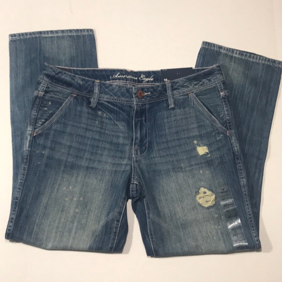 American Eagle Outfitters Denim - America Eagle Boy Fit Distressed Jeans Sz 10 NWT